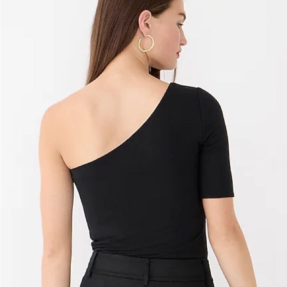 J. Crew FormKnit one-shoulder elbow-sleeve T-shirt in white - Picture 4 of 4